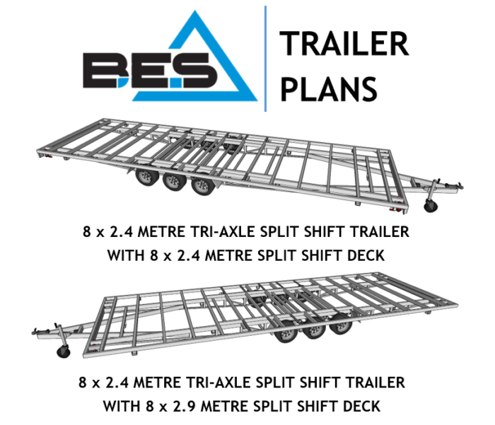 8 x 2.4 METRE TRIPLE AXLE SPLIT SHIFT TRAILER